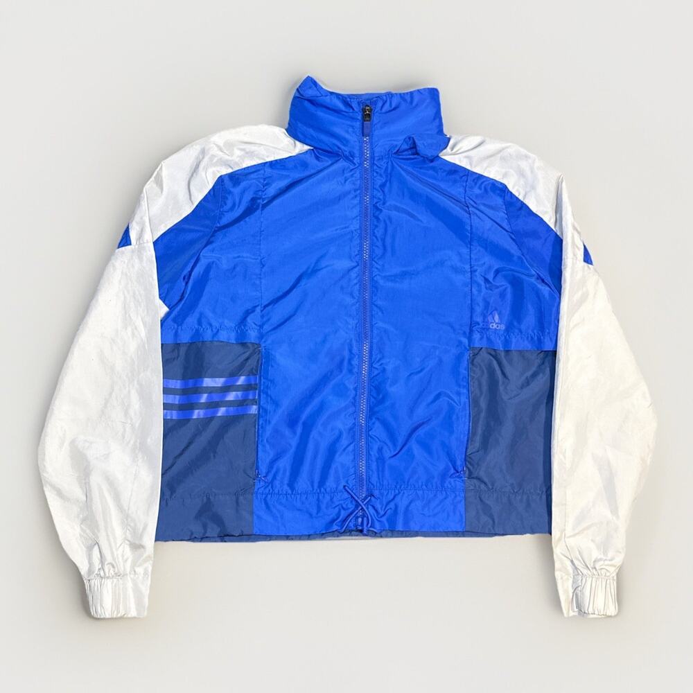 Adidas Women’s ID Woven Windbreaker Jacket Blue White Lightweight Size S